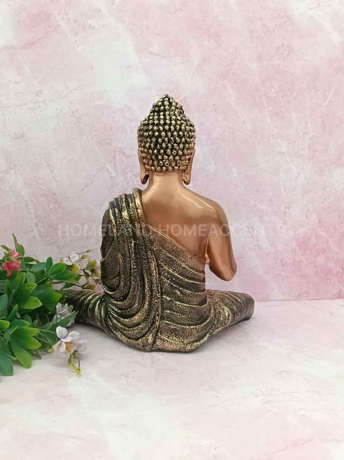 Rose Gold Meditating Buddha Idol – 12 Inch Premium Statue