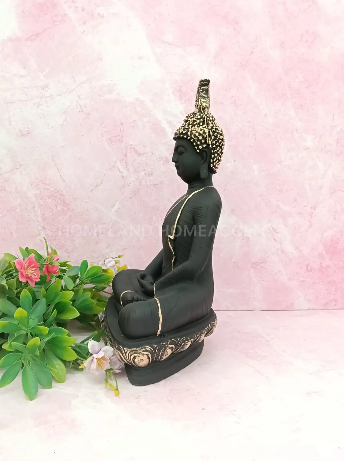Matte Black Meditating Buddha Idol – 14.5 Inch Premium Statue