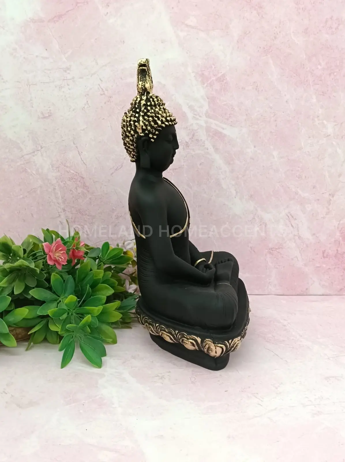 Matte Black Meditating Buddha Idol – 14.5 Inch Premium Statue