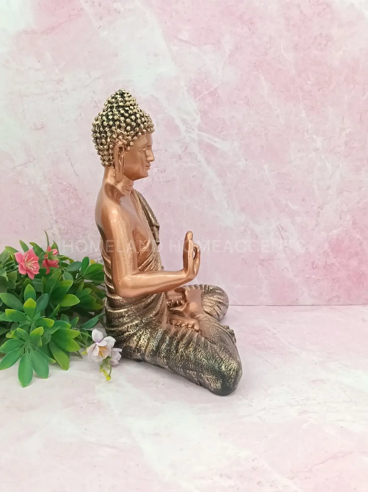 Rose Gold Meditating Buddha Idol – 12 Inch Premium Statue