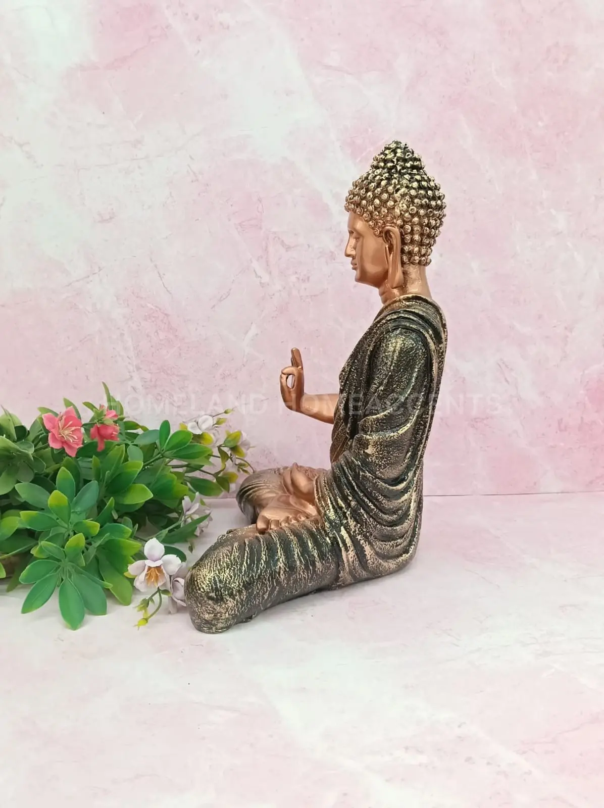 Rose Gold Meditating Buddha Idol – 12 Inch Premium Statue