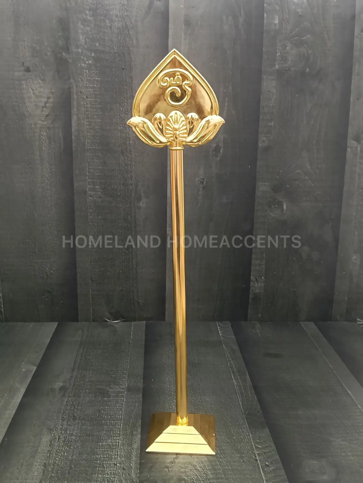 Murugan Vel Metal Stand – 14 Inch (Gold Finish)