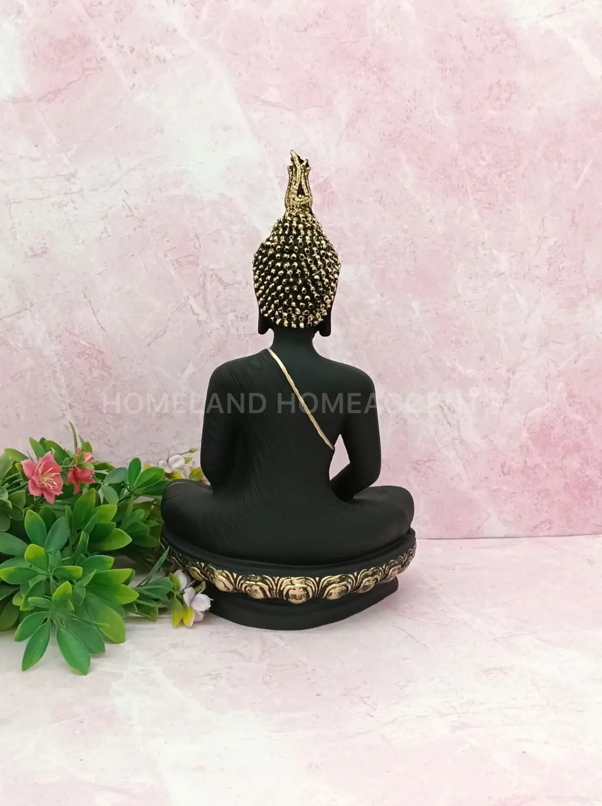 Matte Black Meditating Buddha Idol – 14.5 Inch Premium Statue