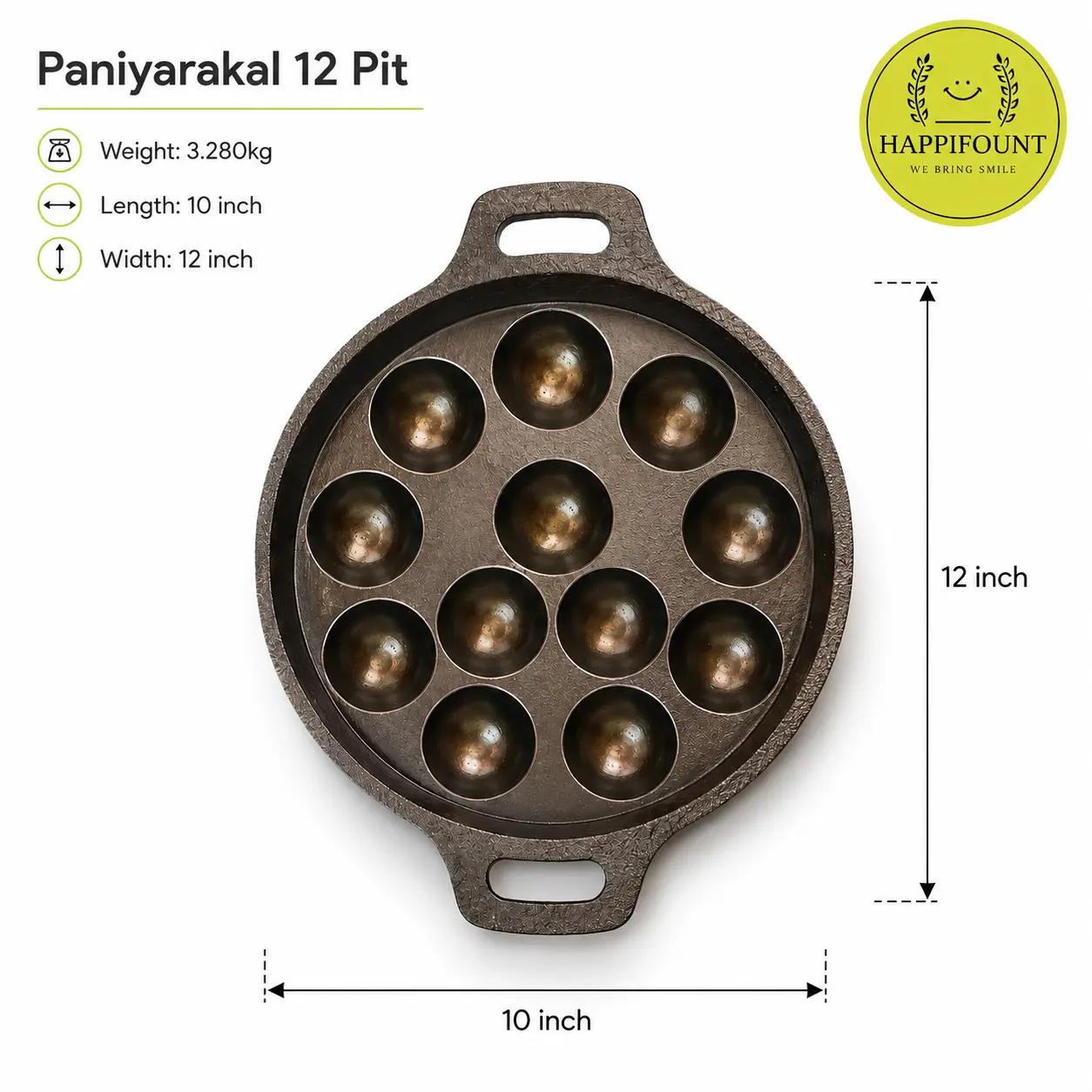 Kuli Panirakal | 12 pit | Pre seasoned | Cast Iron