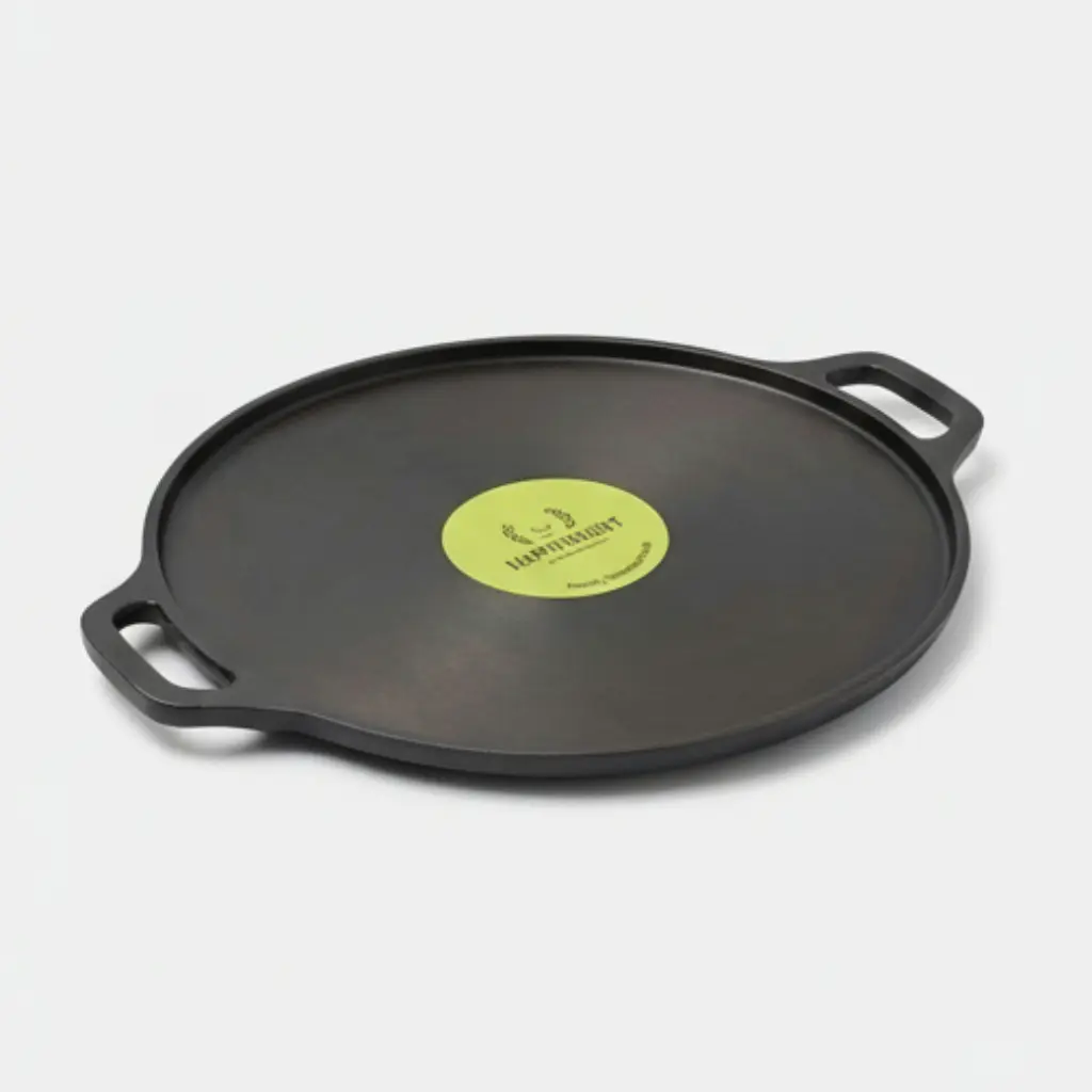 Premium 12 Inch Cast Iron Dosa Tawa – Oval shape - Pre-Seasoned | Double handle| Heavy Duty Cast Iron Dosa Pan | Happifount Kitchenware (சிறந்த தோசைக்கல் - Best Dosa Tawa )