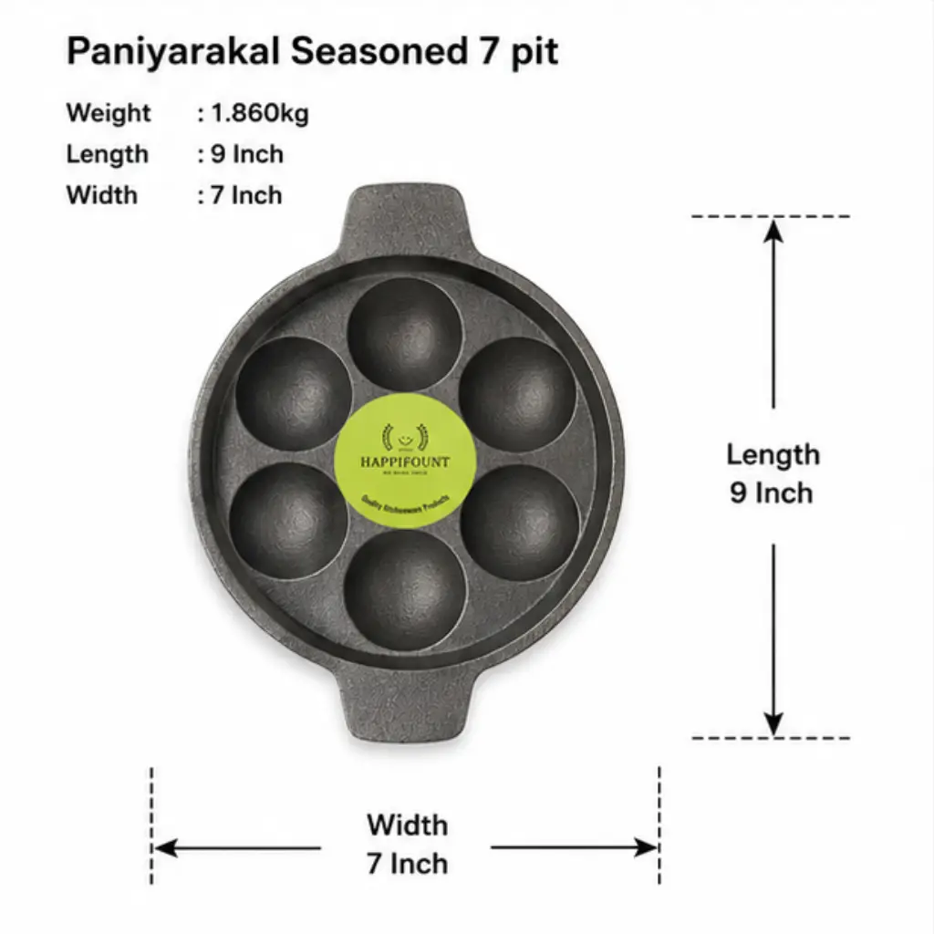 Kuli Panirakal Seasoned Heavy Cast Iron Tawa 7 Pit