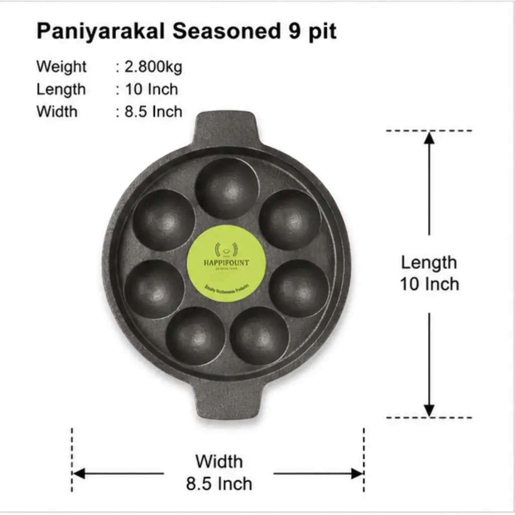 Kuli Panirakal Seasoned Heavy Cast Iron Tawa 9 Pit 