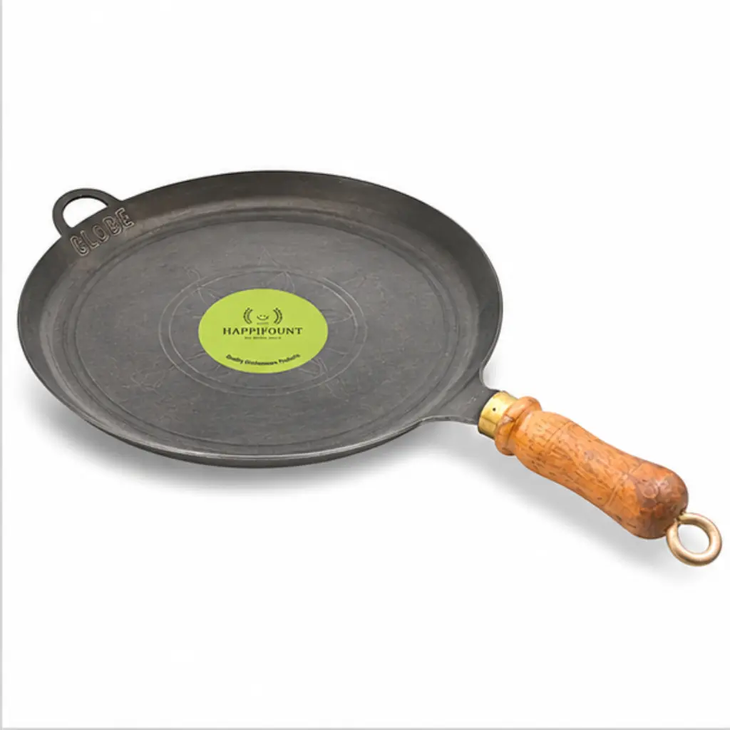 Chapathi Tawa – 12 Inch with Wooden Handle | Heavy Duty Iron | Happifount Kitchenware