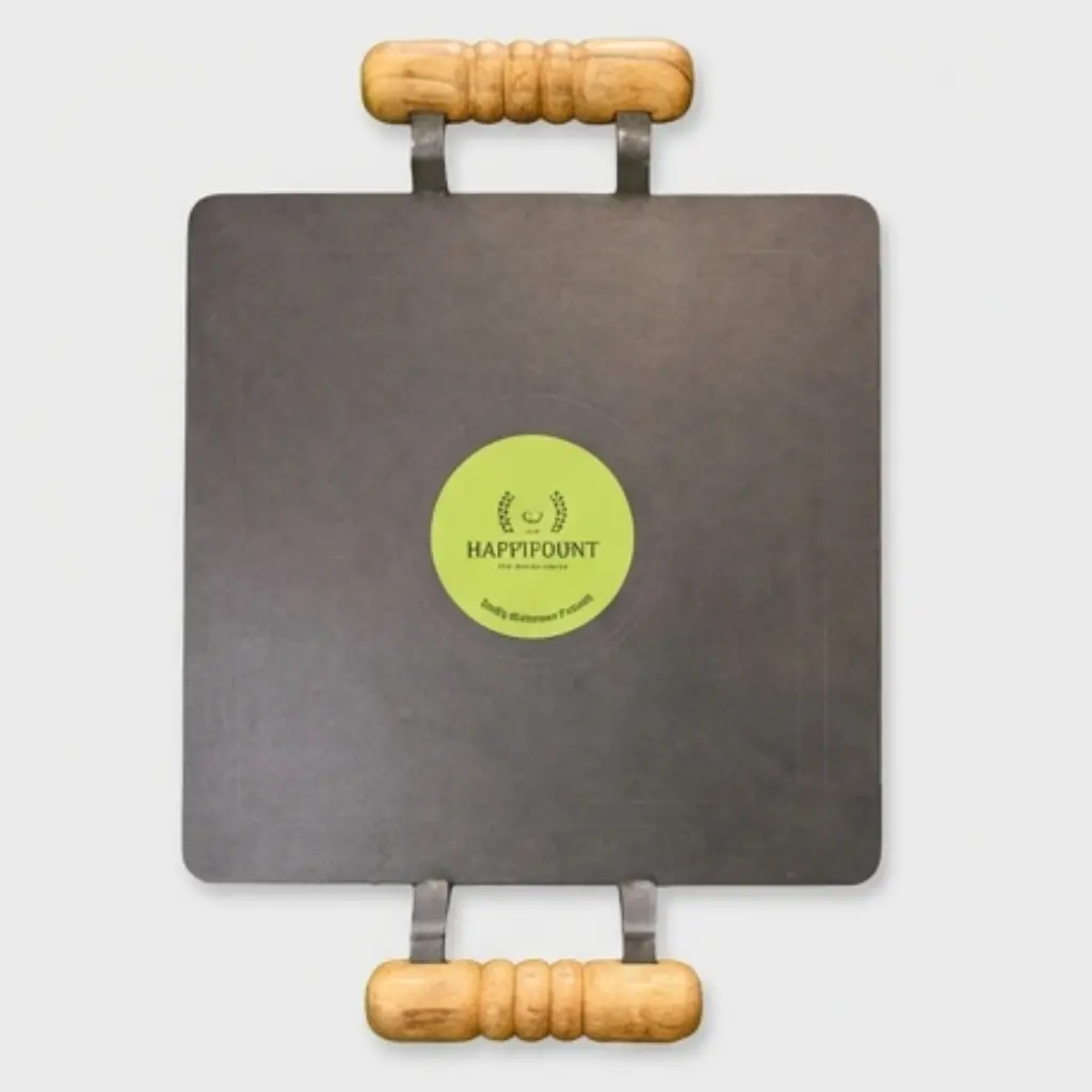 Wooden handle Dosa Tawa - 12 inch square - Heavy Duty Iron Dosa Pan | Happifount Kitchenware (சிறந்த தோசைக்கல் - Best Dosa Tawa )