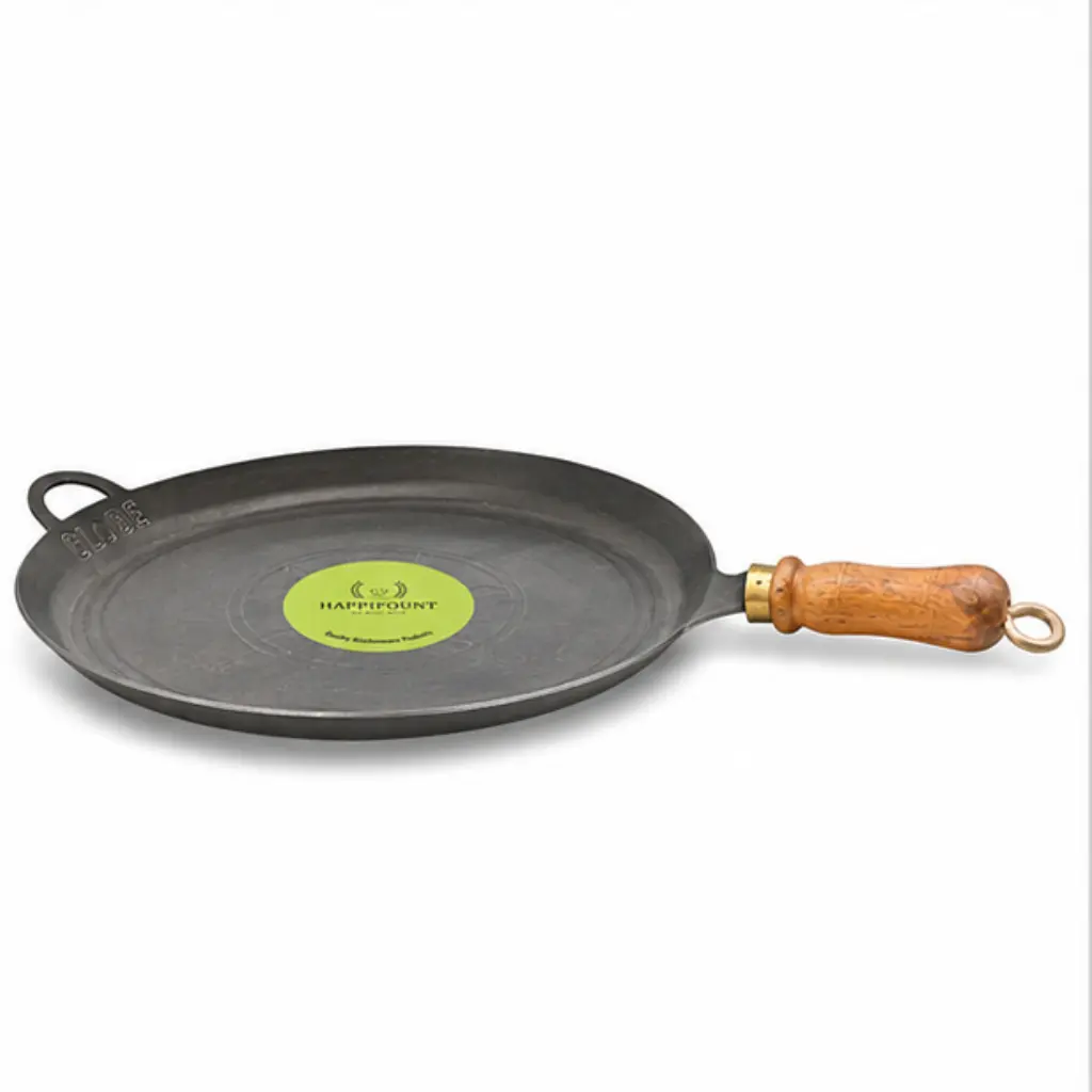 Chapathi Tawa – 12 Inch with Wooden Handle | Heavy Duty Iron | Happifount Kitchenware