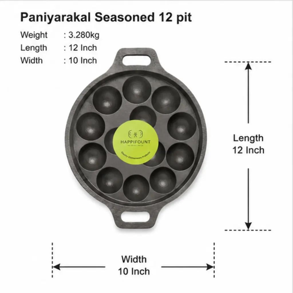 Kuli Panirakal Seasoned Heavy Cast Iron Tawa 12 Pit 