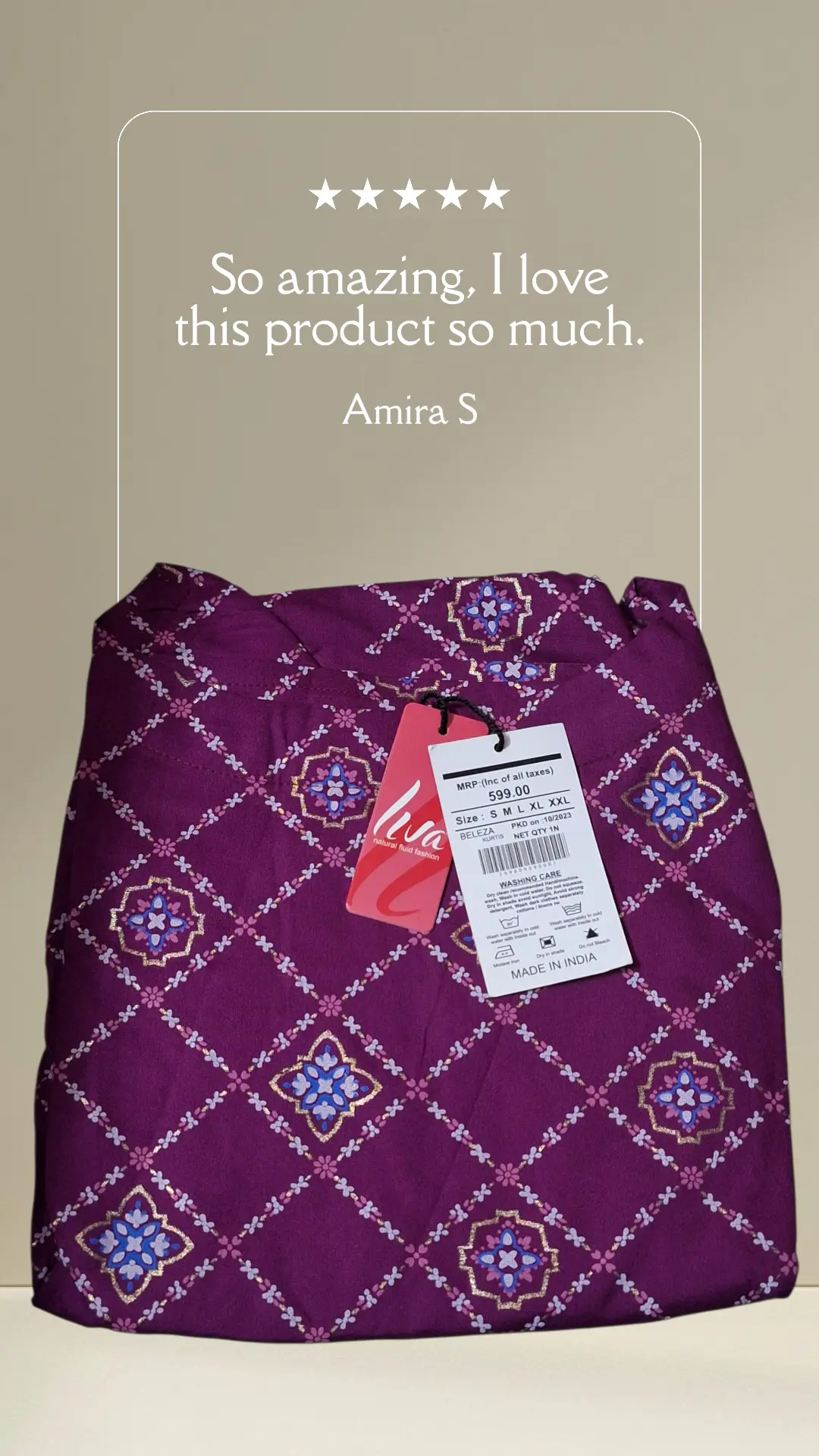 Designer Purple blue dotted beleza Kurti with Embellishments