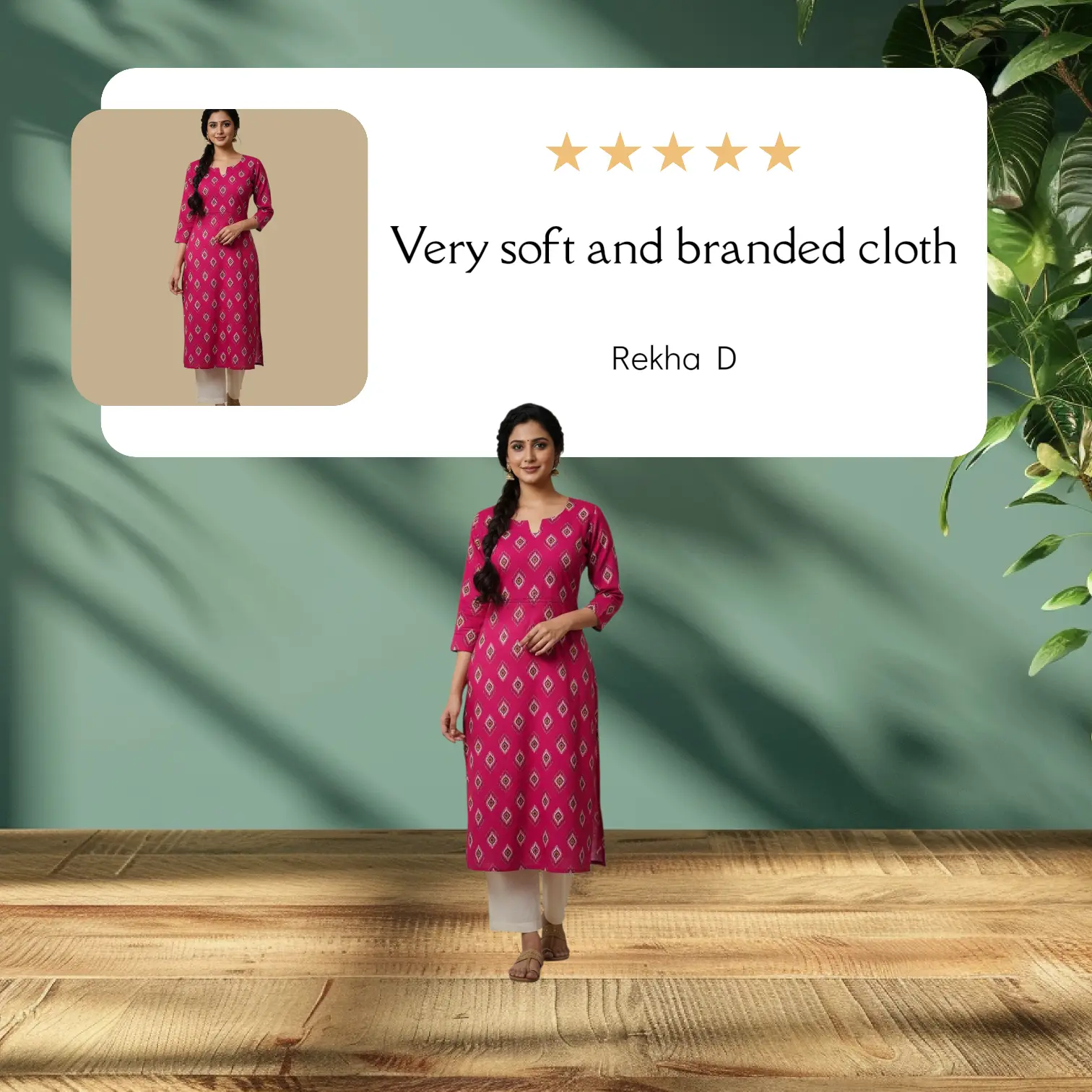 Beleza Liva Magenta Diamond Print Kurti – Elegant Everyday Wear