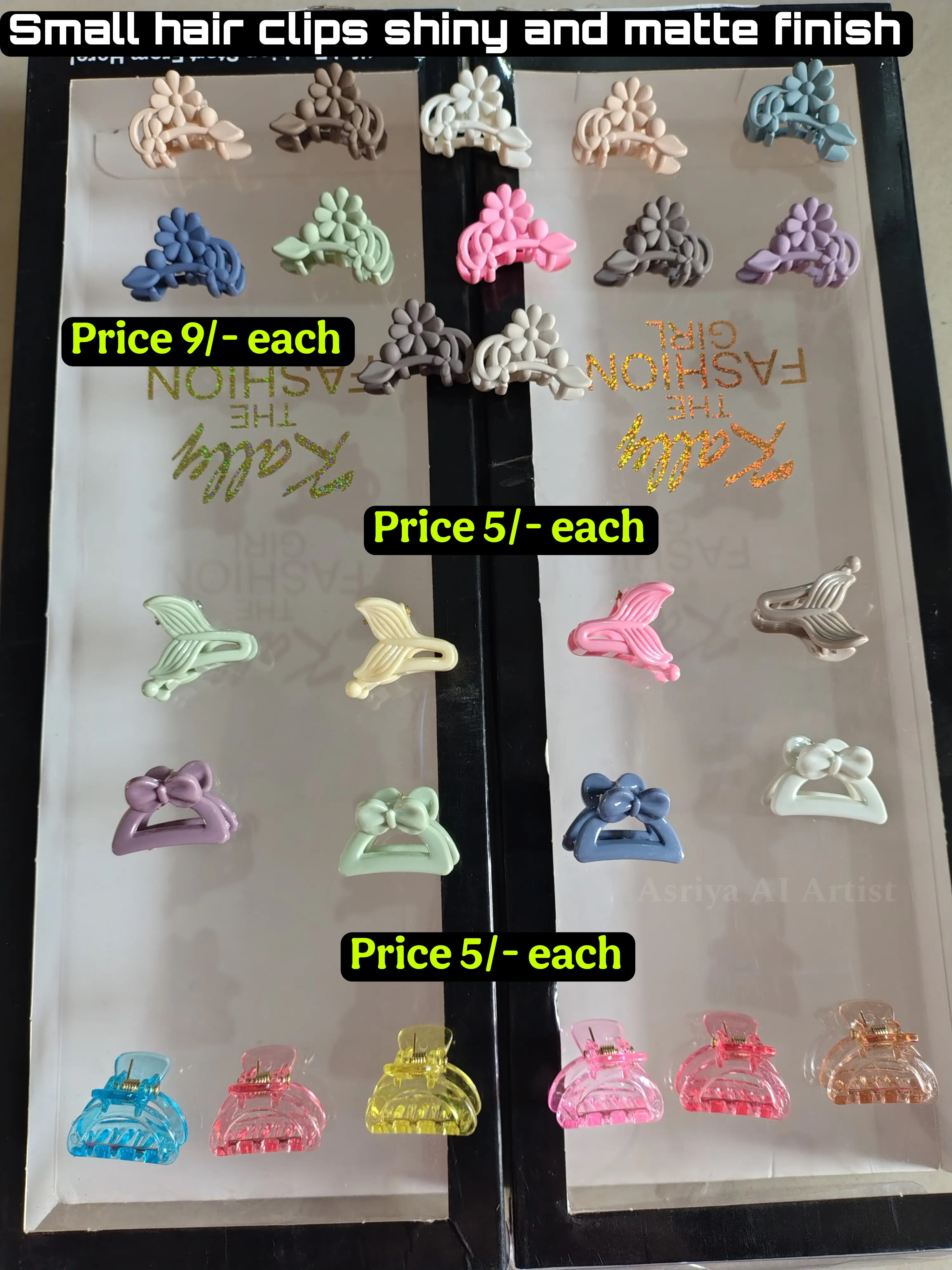 Korean Floral Glossy and Matte finish Star, Bow, flower hair clips