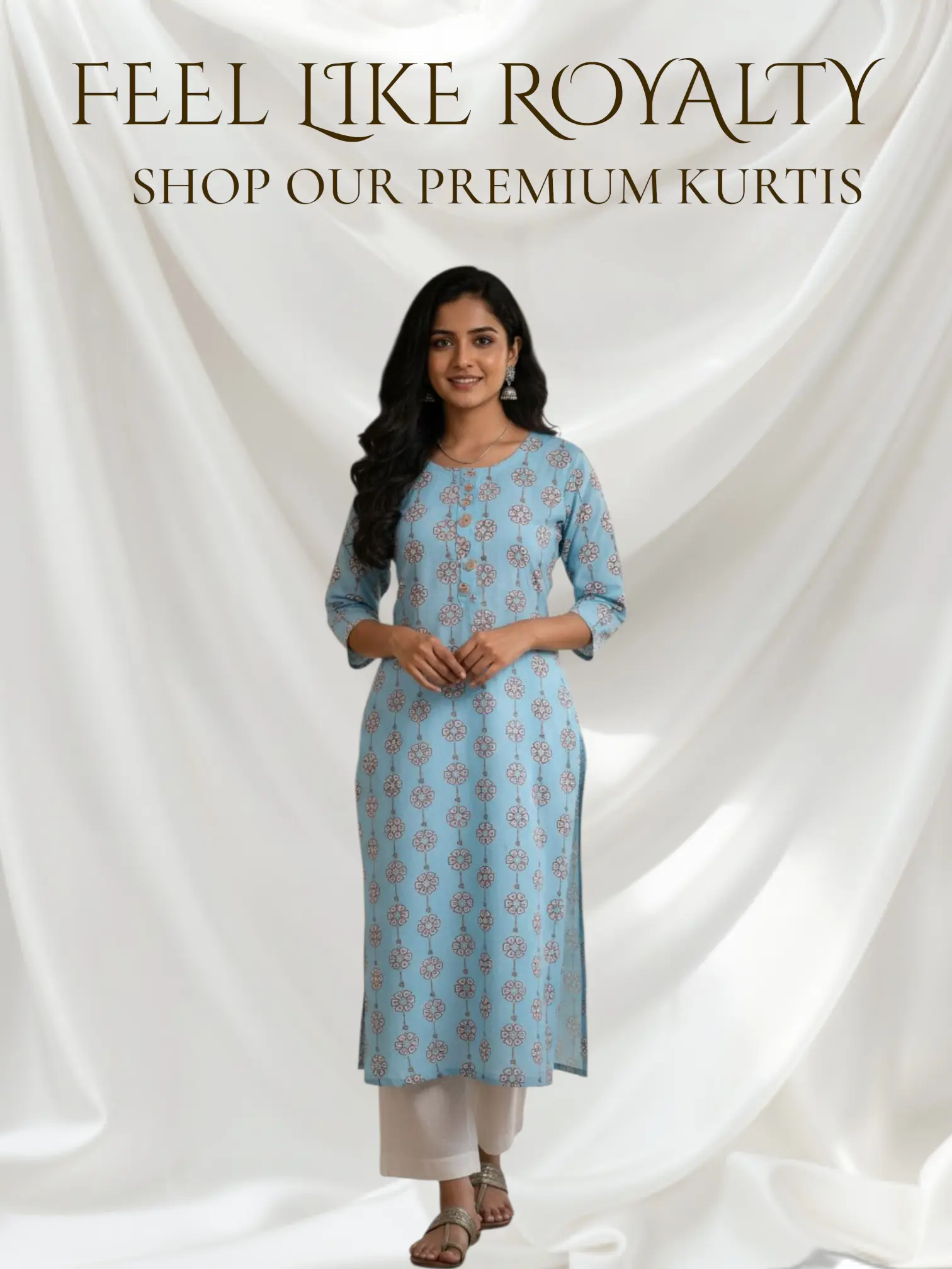 Beleza Liva Sky Blue Floral Print Kurti – Elegant Comfort Wear
