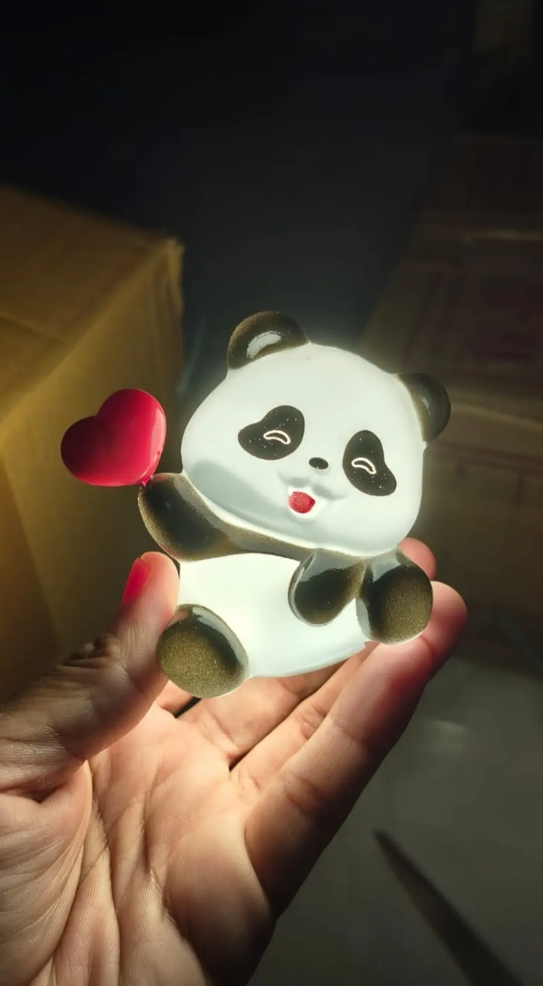 MINI PANDA WITH LITTLE HEART LAMP