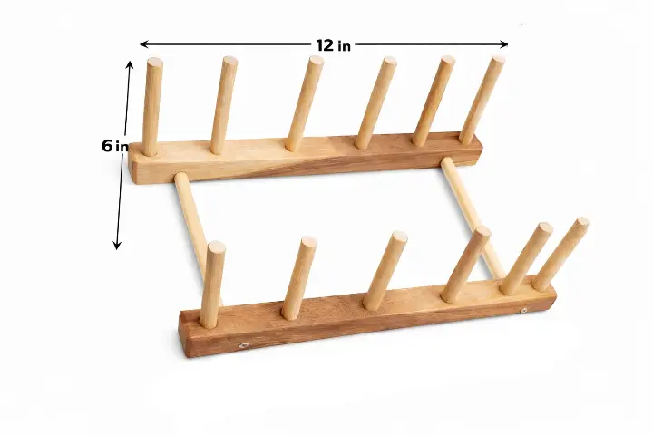 Premium Wooden Plate Holder Rack – 5 Slots, 12 Inch Dish Organizer for Kitchen