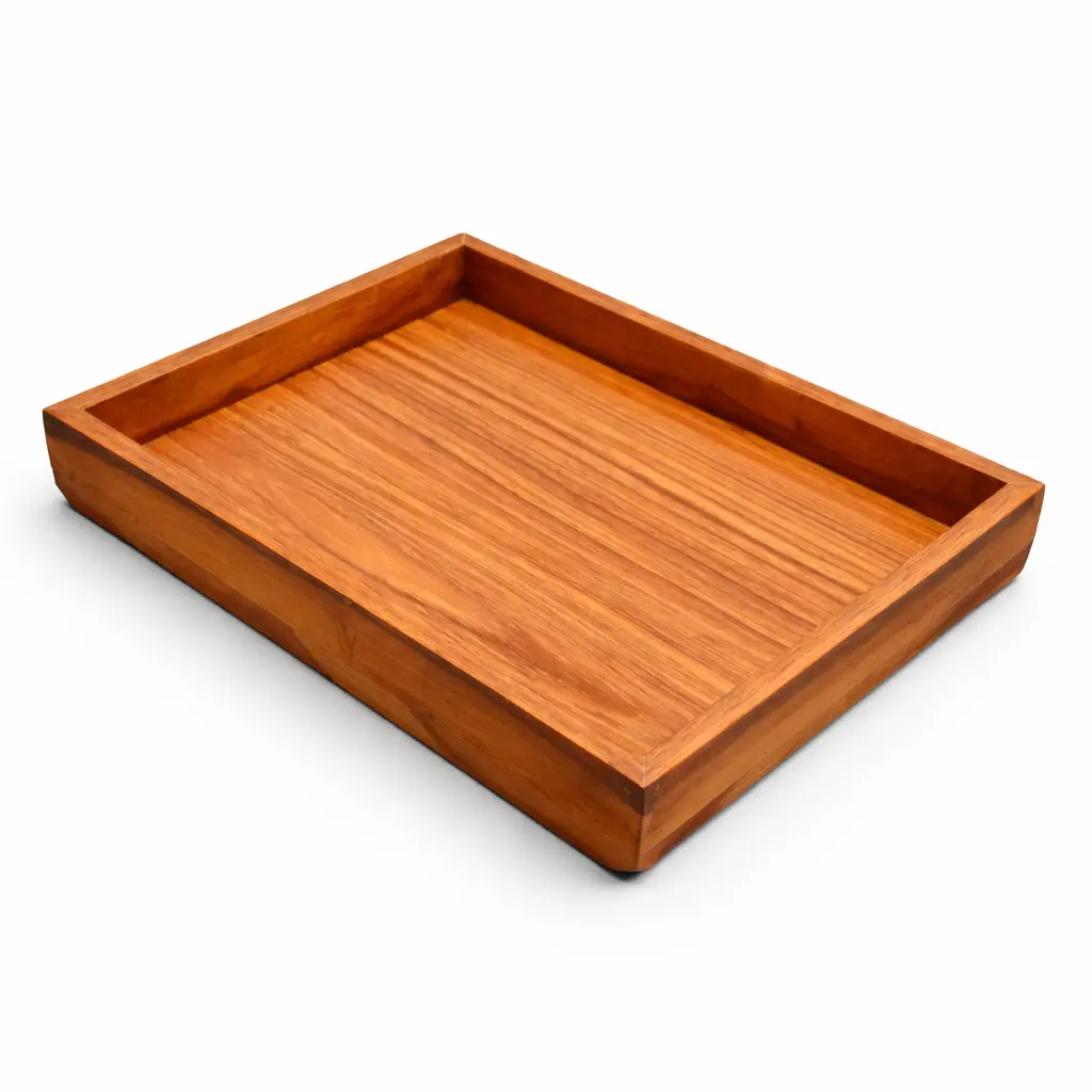 Wooden Serving Tray with Raised Edges – Rectangular Design