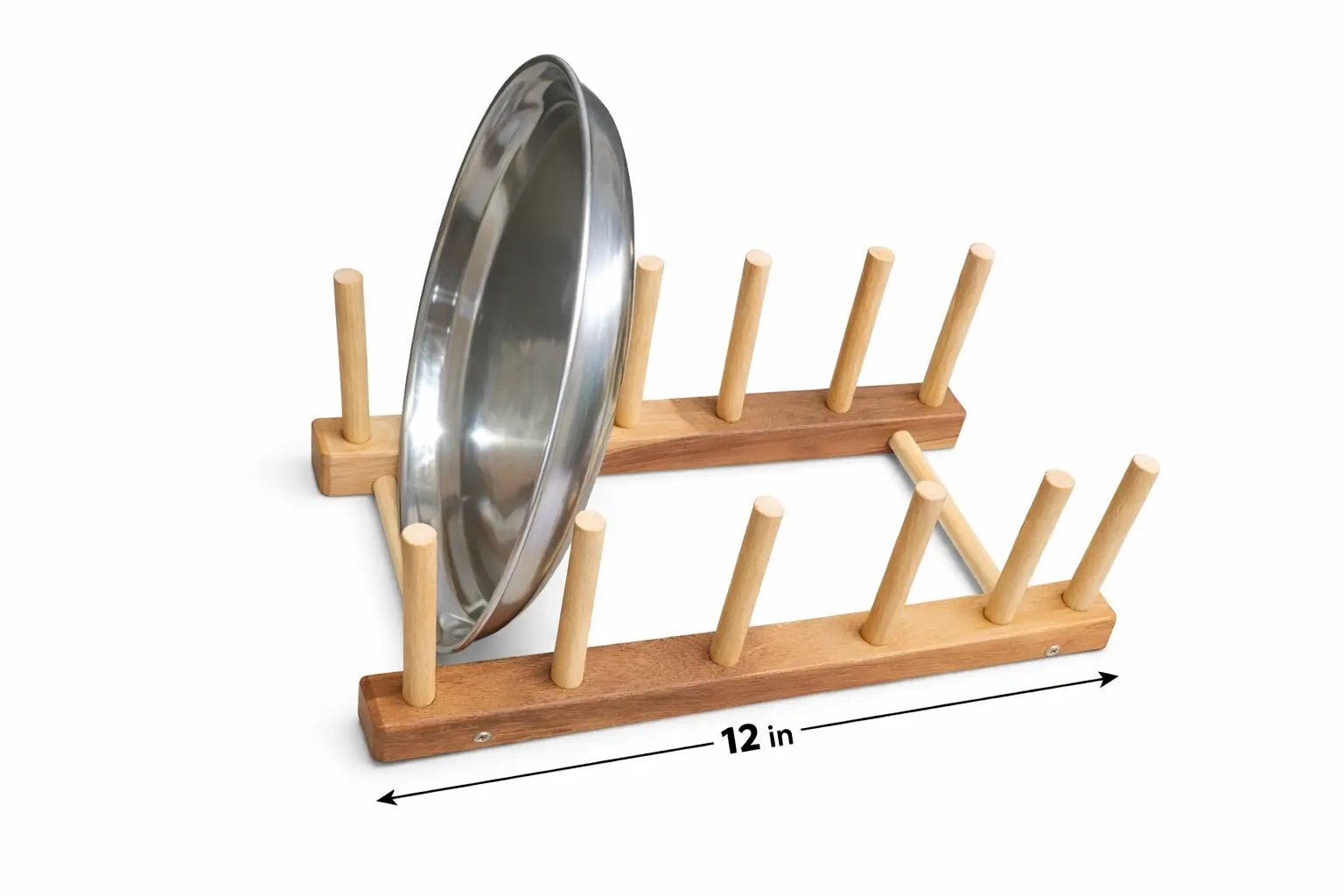 Premium Wooden Plate Holder Rack – 5 Slots, 12 Inch Dish Organizer for Kitchen