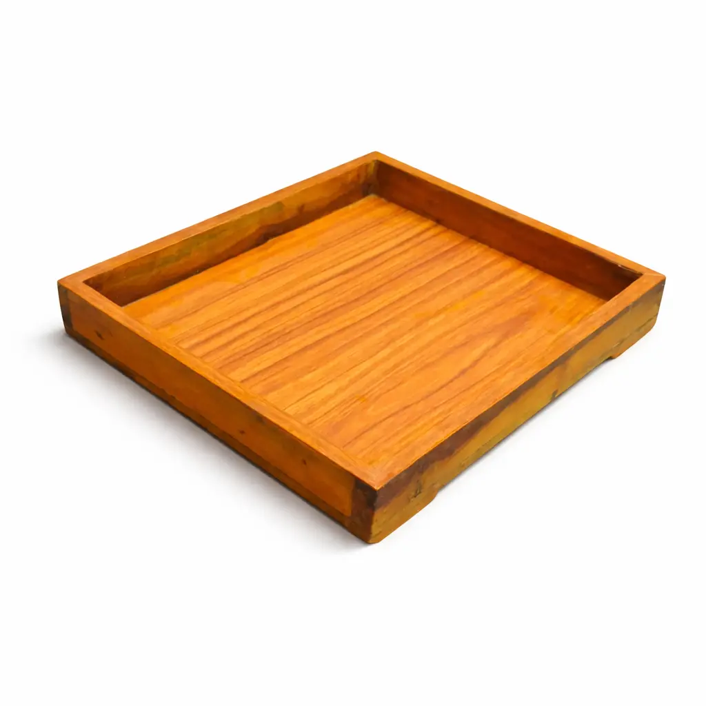 Wooden Serving Tray with Raised Edges – Rectangular Design