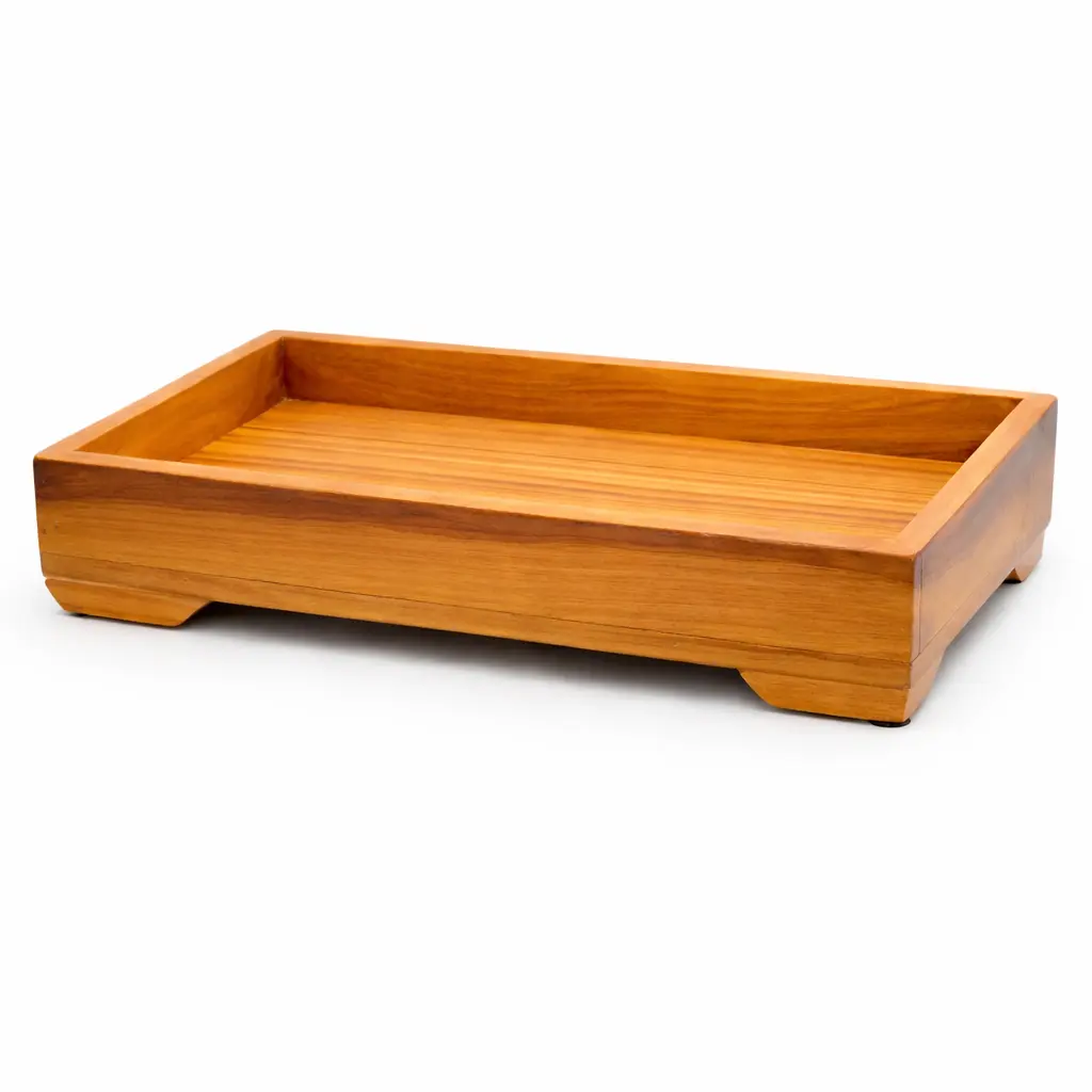 Wooden Serving Tray with Raised Edges – Rectangular Design