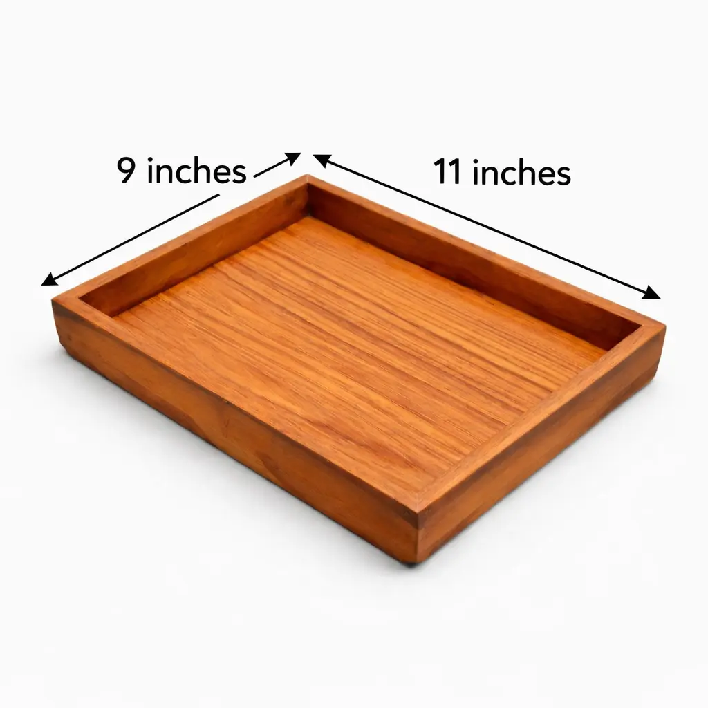 Wooden Serving Tray with Raised Edges – Rectangular Design